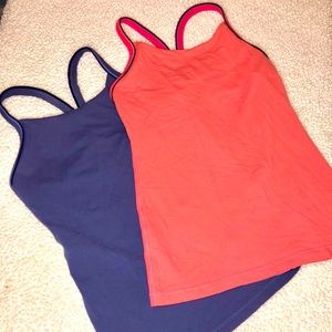 Lululemon Lot of 2 UJJAYI Power Y Mesh Tank w/Shelf Bra Sz 4
